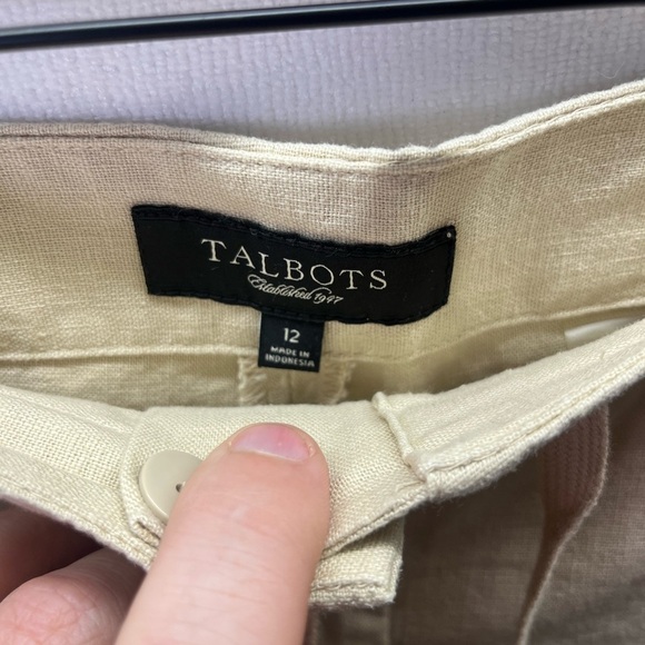 Talbots Linen Embroidered Capri Pants Womens 12 Wide  Leg Floral Soft Cute 2041 - Picture 3 of 10
